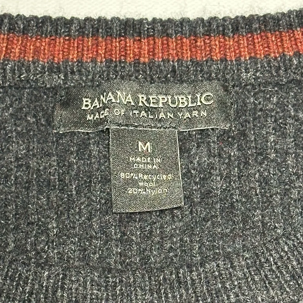 Banana Republic Wool Blend Crewneck Striped Sweater, Italian Yarn - Mens Medium